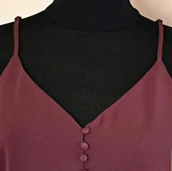 ❤️ Women's Cami Tank Top Size XS Burgandy Spaghetti Strap Adjustable - Picture 7 of 8
